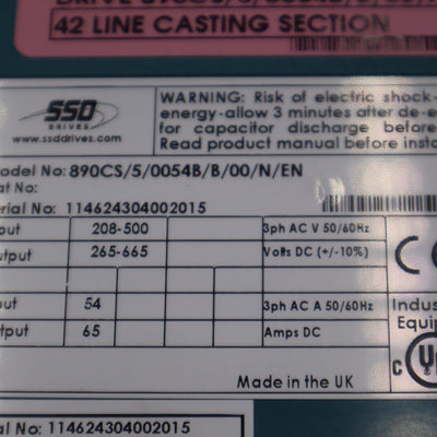 PARKER SSD DRIVES 890CS/5/0054B/B/00/N/EN